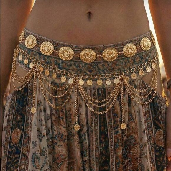 Bohemian Gold Coin Chain Belt R288